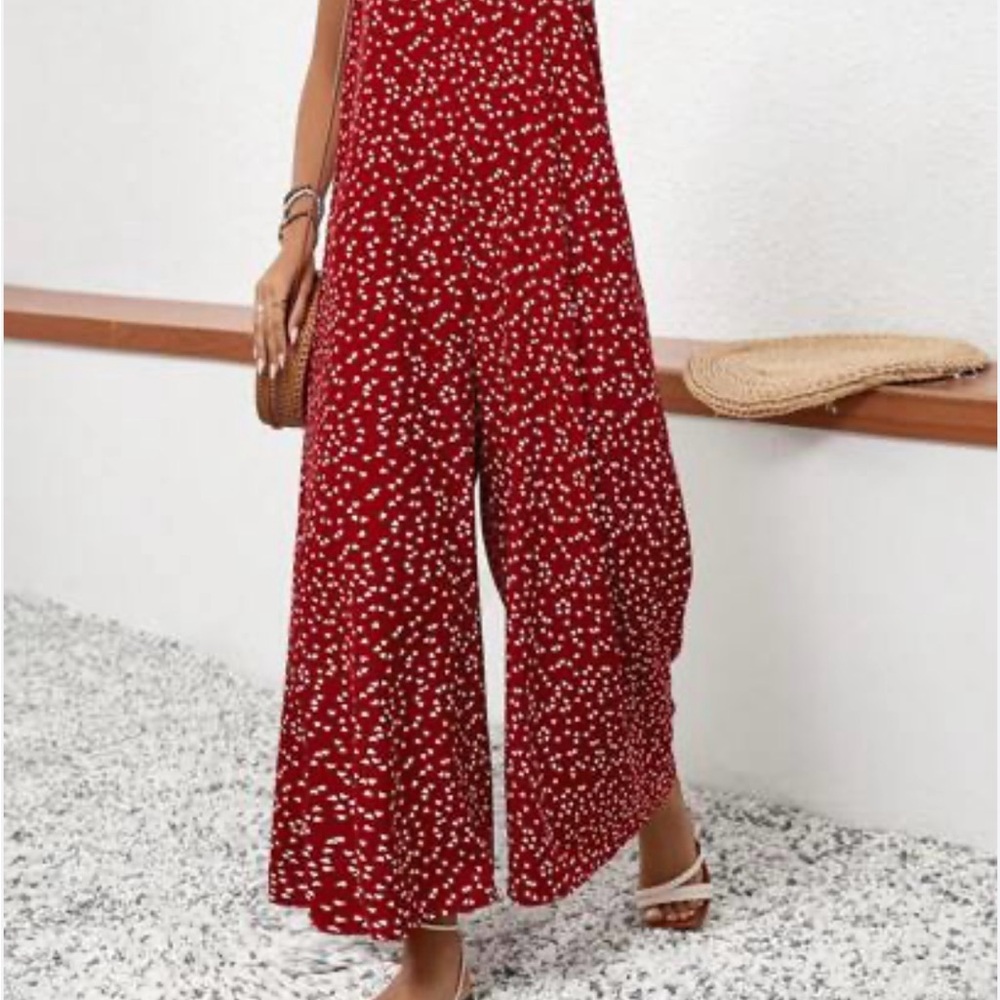 Hem & Thread Red And White Patterned Jumpsuit - image 2